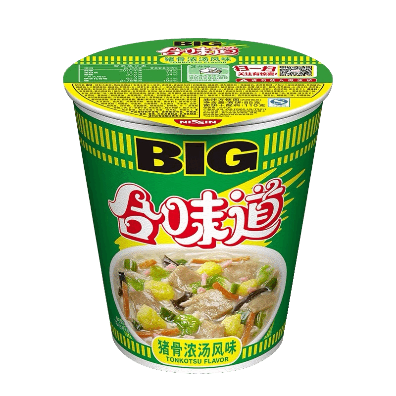 向料合味道BIG杯面大杯装网红桶面海鲜风味面饼夜宵速食带免撕调料 合味道大杯猪骨浓汤风味110g	