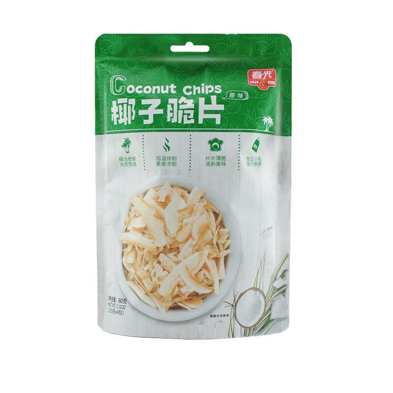 春光椰子脆片60gX3袋小包香脆椰子片椰肉片海南三亞特產(chǎn)年貨零食 原味椰子片60克X1袋