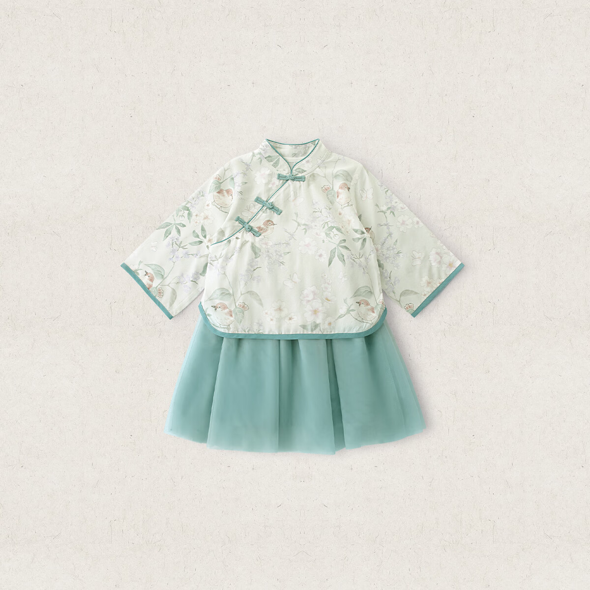 汉宫优品女宝宝汉服2025新款秋季国风女孩两件套儿童秋装衣服女童裙子套装 陌上草薰 90