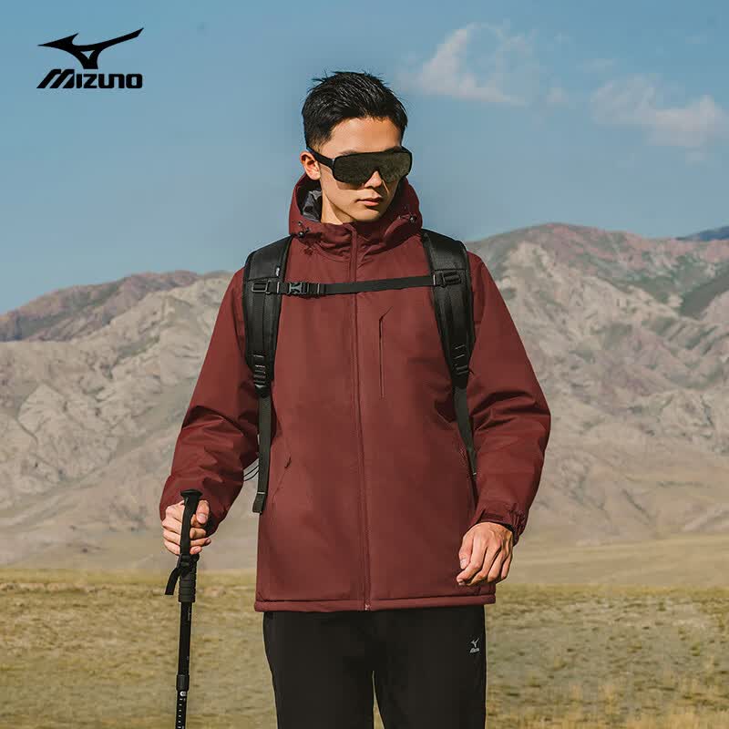 美津浓户外休闲夹克男百搭男士连帽防风防水春秋锋衣外套