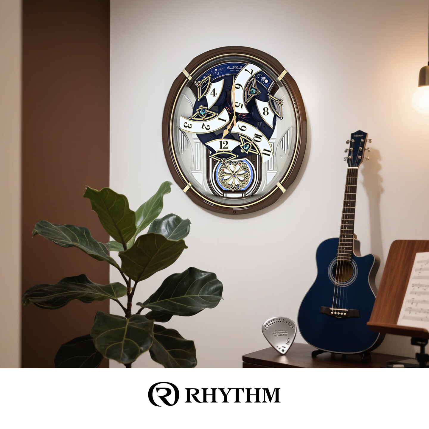 丽声高档挂墙75周年款客庭旺宅挂钟家用时尚音乐钟表挂墙大号装饰时钟 时光舞者【75周年款】椭圆形 47cm