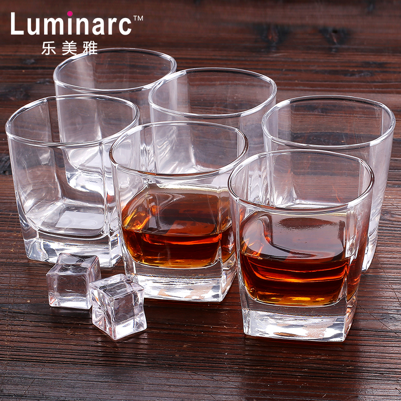 乐美雅（Luminarc） 威士忌酒杯套装洋酒杯啤酒玻璃白酒家用装四方喝烈酒杯子小 200ml 四方直身6只
