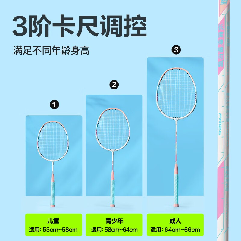 得力羽毛球拍套装超轻全合金碳素双拍正品儿童学生成人专业耐打拍 【马卡龙2支】可伸缩+拍包+3球