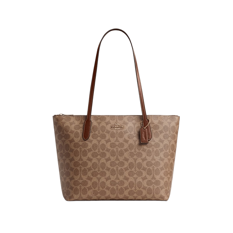 蔻馳(COACH)【品牌直供】女包ZIP TOP TOTE托特包單肩包 棕色CBT20生日禮物