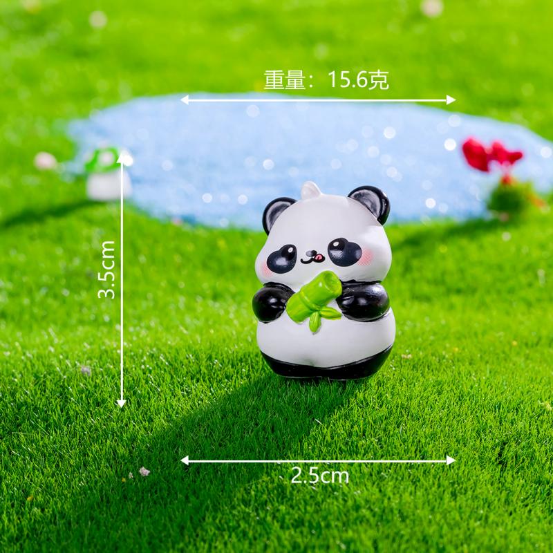 集物一册萌萌大熊猫小摆件 可爱熊猫公仔桌面小摆件车载摆件创意生日礼物 奶萌熊猫一套(布袋盒装)