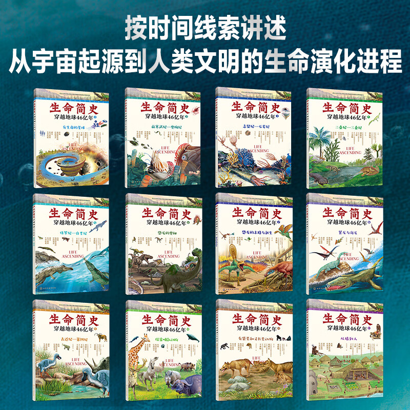 生命简史 穿越地球46亿年 4册 远古生物 入围2025中国好书 儿童中小学生青少年历史科普读物宇宙起源地球形成生命诞生史前世界探索