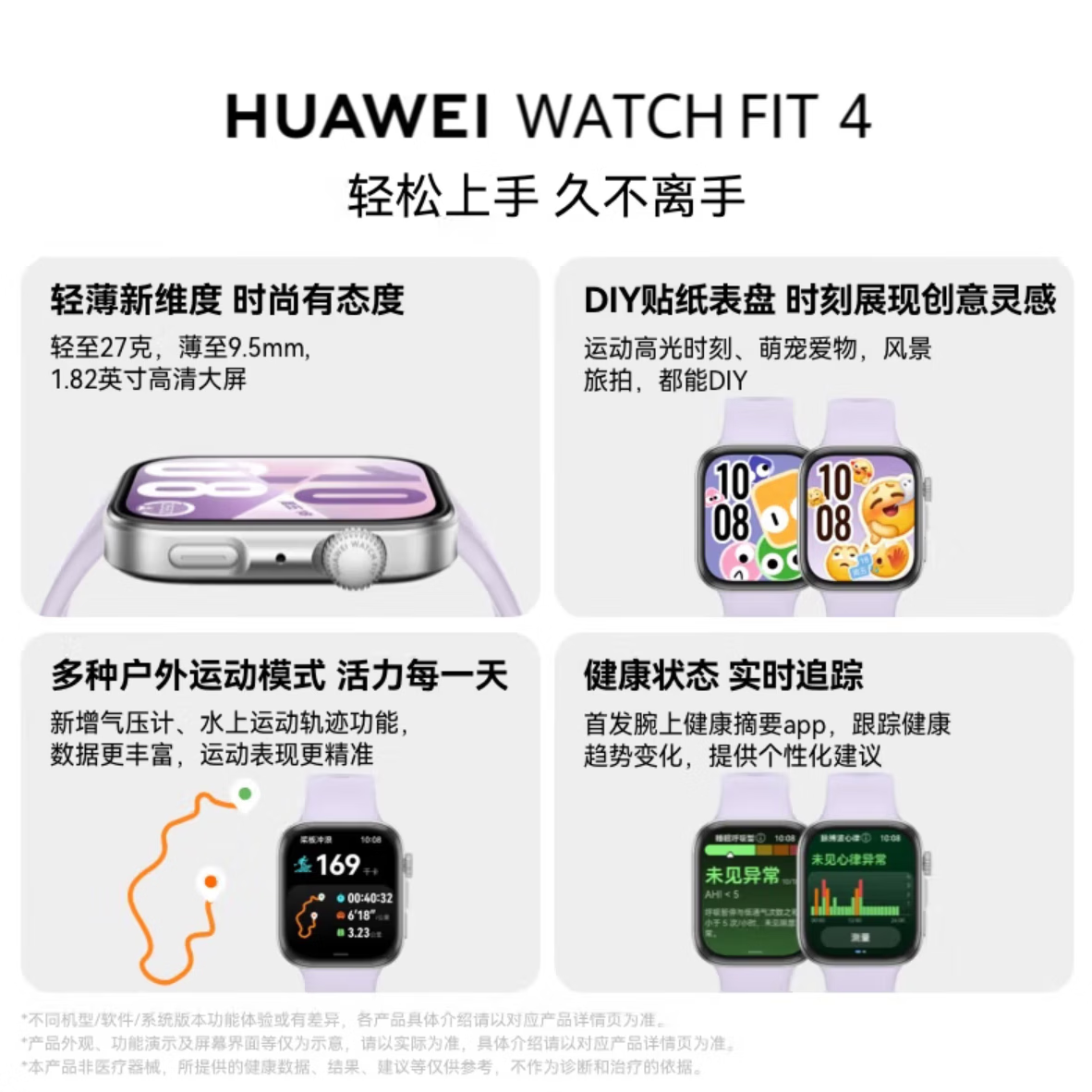 华为(HUAWEI)watch fit 4智能手表运动蓝牙通话电话高端轻薄大屏健康管理NFC房颤早搏提醒男女士款情侣成人礼物 韵律黑+晒单送精美表盘 【+黑色钢表带】
