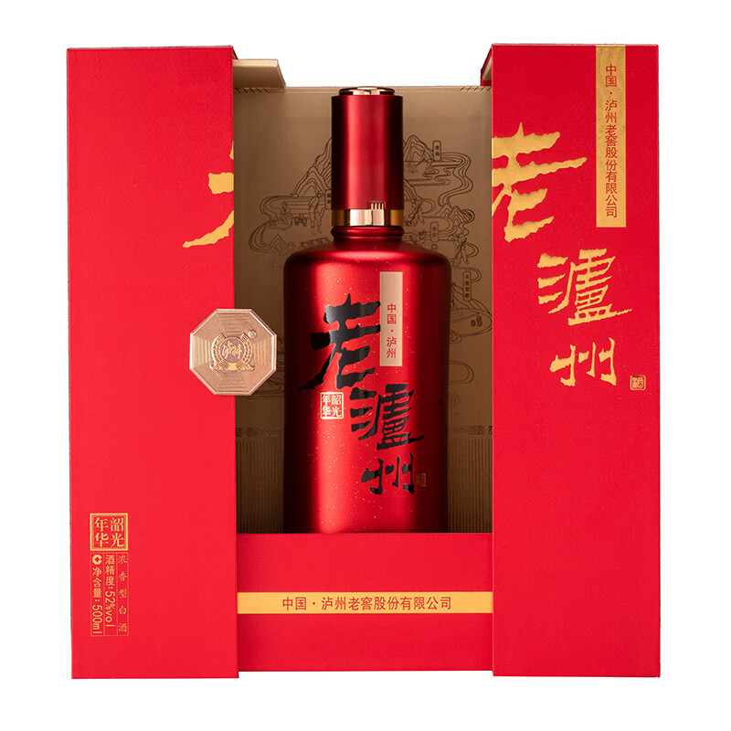泸州老窖老泸州韶光年华52度浓香型高度纯粮食白酒整箱高端礼盒中秋送礼 52度 500mL 6瓶 红