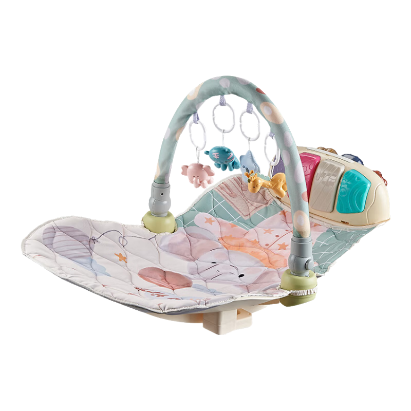 盟石（cute stone）嬰幼兒玩具腳踏鋼琴健身架寶寶哄睡搖搖樂躺椅新生兒早教禮物 藍牙搖椅健身架【音樂+游戲+圖形認知】