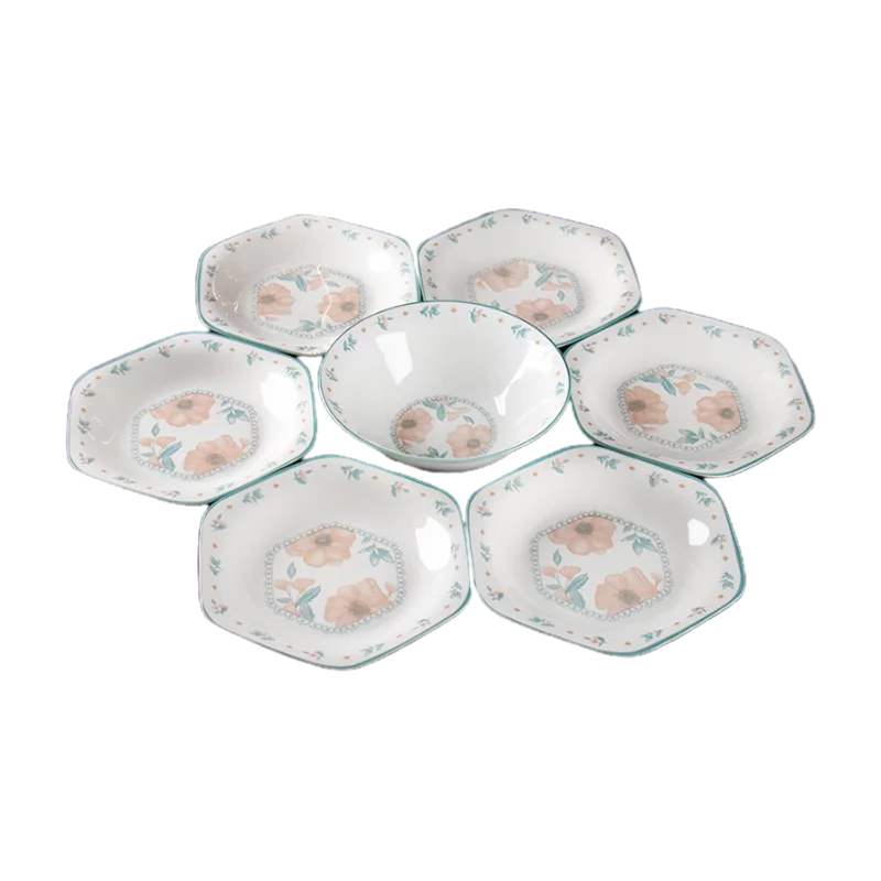 碗碟套装陶瓷家用高级感餐具套组釉下彩碗盘组合高颜值菜盘面碗 夏沫 1件套 6+1套组