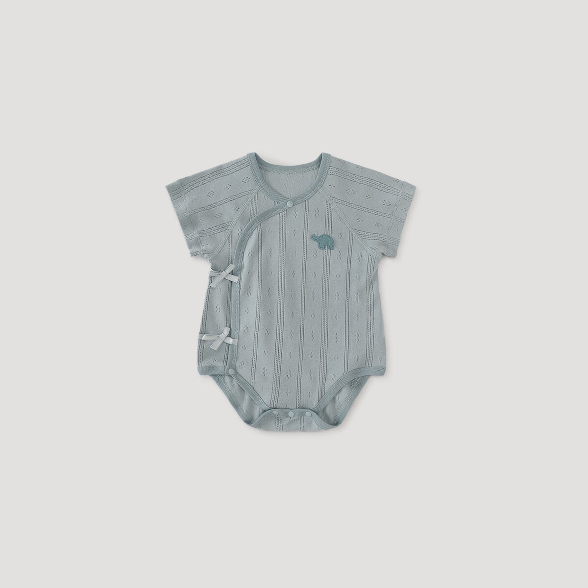 巴厘小猪婴儿包屁衣夏季短袖三角哈衣薄款爬爬服新生儿衣服纯棉宝宝连体衣 海盐蓝 52cm