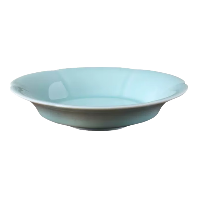 涵青堂青瓷中式家用菜盤龍泉陶瓷盤子仿宋餐具點(diǎn)心盤宋韻葵口湯盤深盤 7英寸敞口盤弟窯粉青 1個(gè) 18.2cm