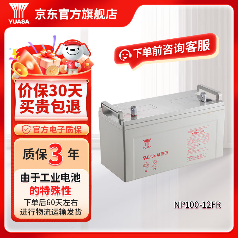 汤浅YUASA铅酸免维护蓄电池 NP系列 12V UPS电源专用门禁用报警主 NP100-12FR