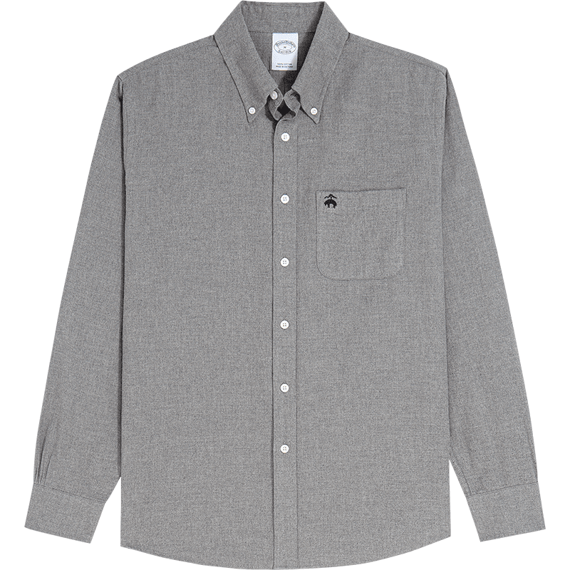 百亿补贴：布克兄弟（BrooksBrothers）男士春夏新纯棉磨毛口袋logo休闲衬衫 0007-灰色 M 573元