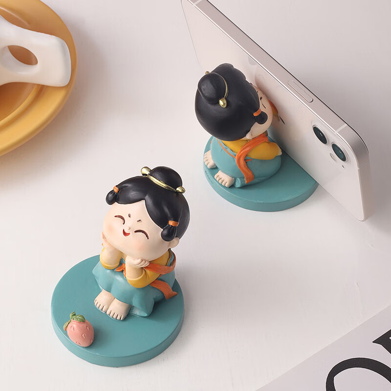 如果西安文创纪念品创意国风手机架实用桌面办公室摆件伴手礼新年礼物 唐仕女手机架全套2个