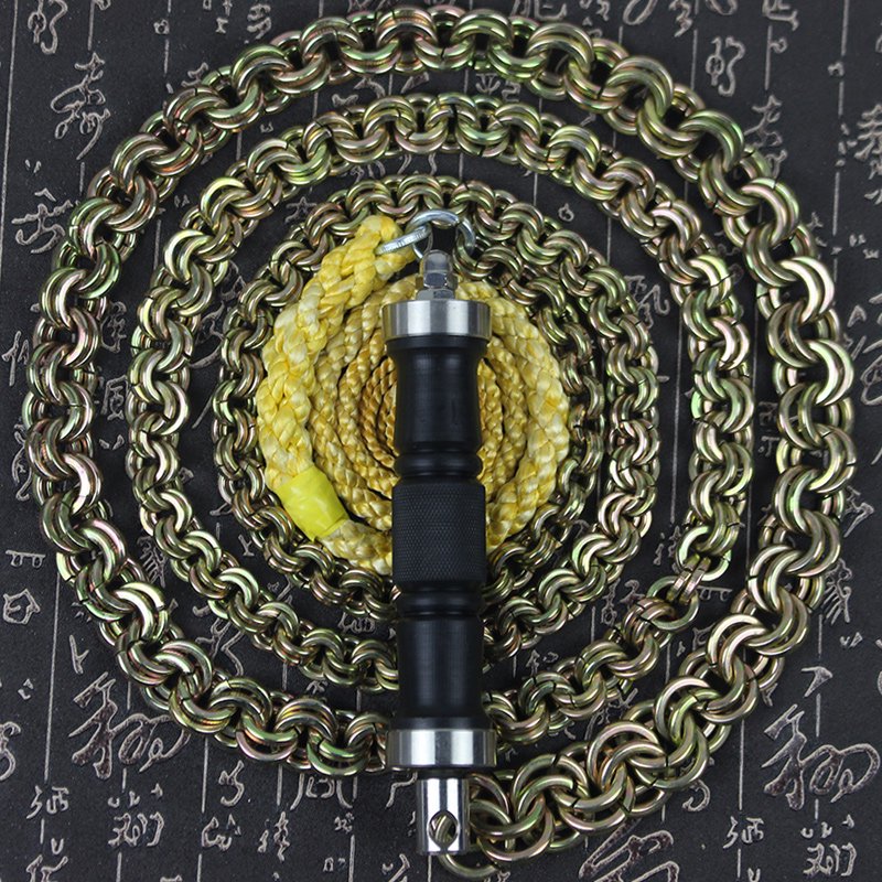旋龍304不銹鋼鞭子響鞭健身甩鞭初學麒麟鞭鐵鞭螺母鞭子摔鞭大全鋼鞭 金色雙環(huán)高碳鋼2.0斤