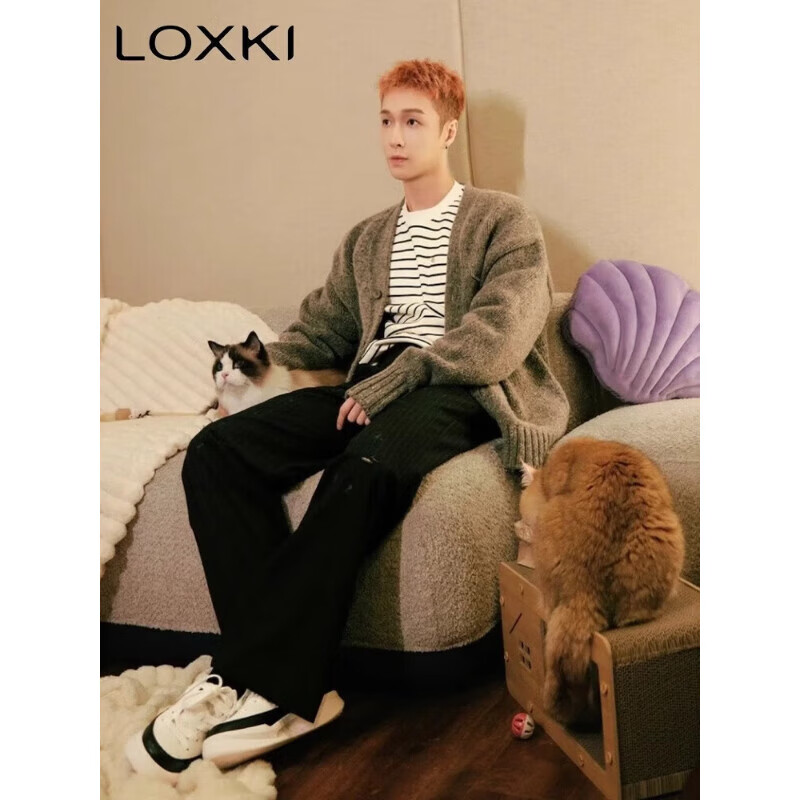 LOXKI洛克斯基男鞋2025秋季新款小圆鞋黑白增高厚底板鞋男明星同款鞋子 黑白 40