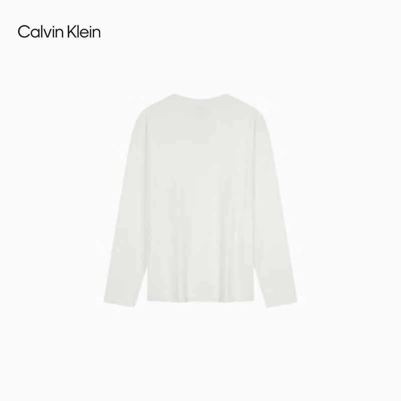 Calvin KleinJeans25秋季新款男士休闲通勤ck刺绣纯棉圆领打底衫长袖上衣T恤 YAF-牛乳白 2XL