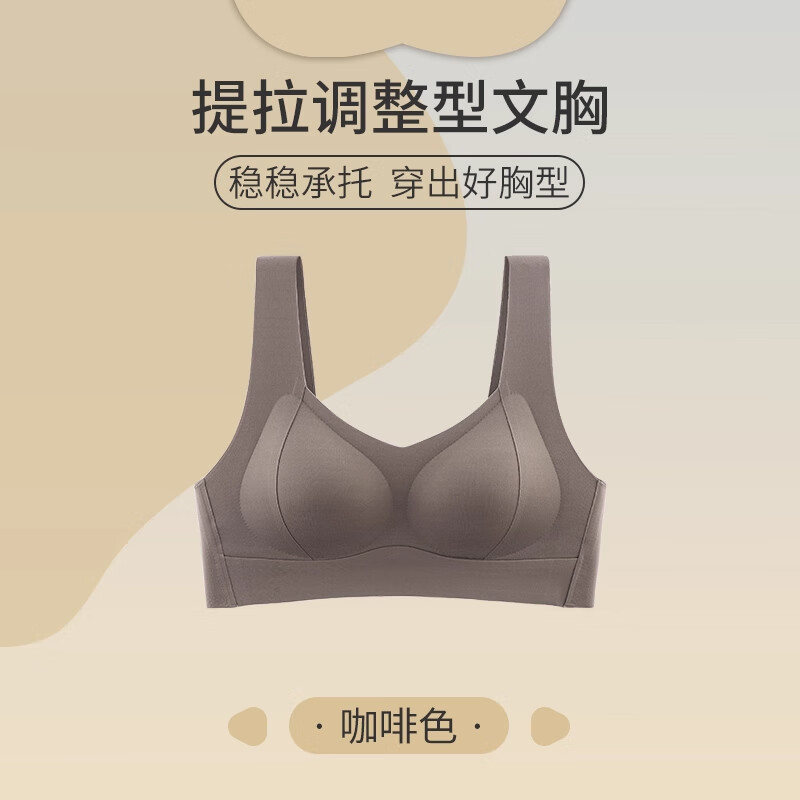 NW HAREM夜间睡眠专用内衣女调整型矫正胸外扩防下垂睡觉可穿无痕背心文胸 咖啡色 XL 码【推荐体重125-140斤】