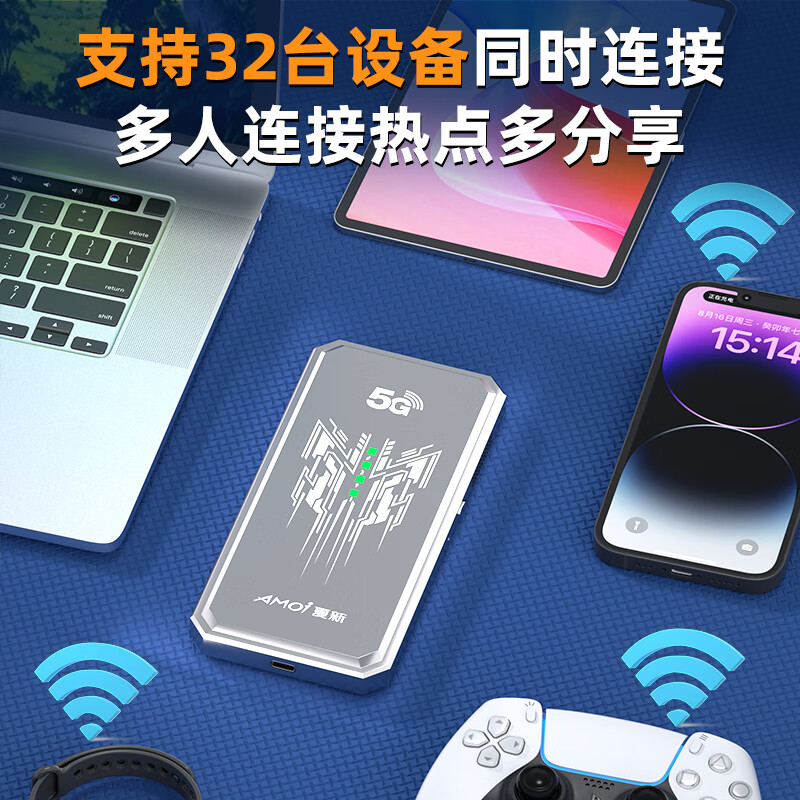 夏新5g随身wifi6移动无线免插卡高速车载千兆双频mifi便捷式全国通用路由器无限流量2025款电竞办公 【石墨灰】双核智芯 全程高速