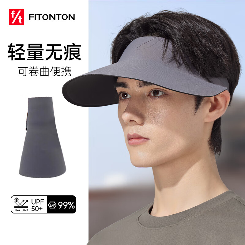 FitonTon遮阳帽男夏季防紫外线户外太阳帽无痕一体冰丝空顶帽大帽檐运动帽