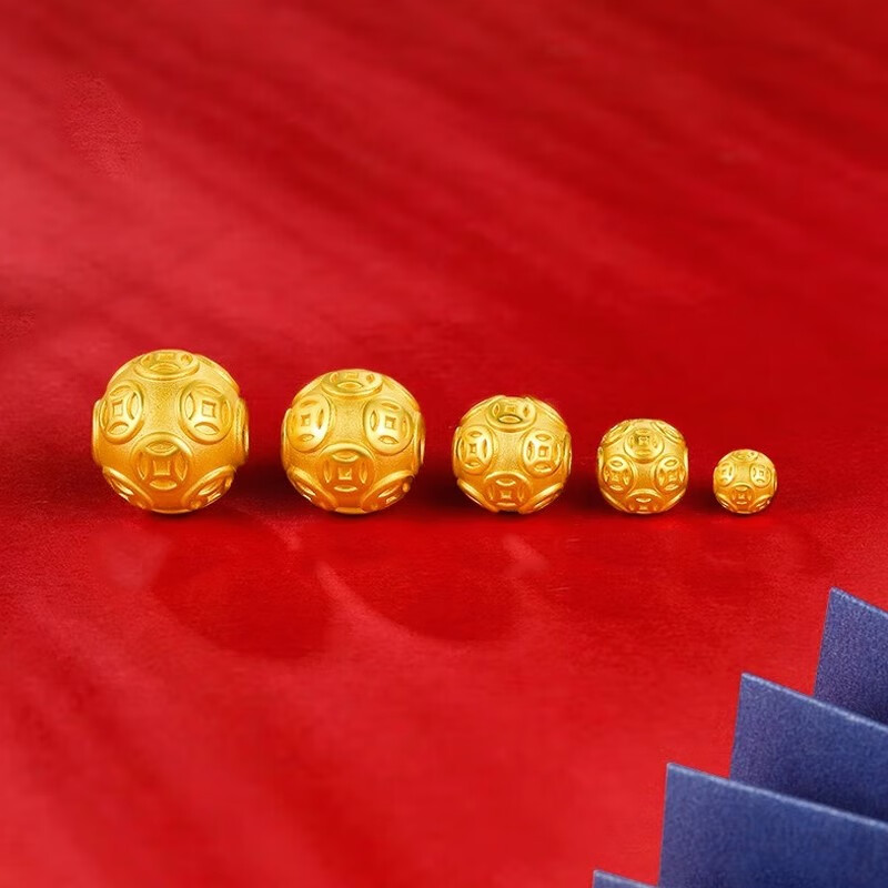 金珠子散珠貔貅3d硬金工艺祥云18K金色金钱六字真言 貔貅【小号款】足金