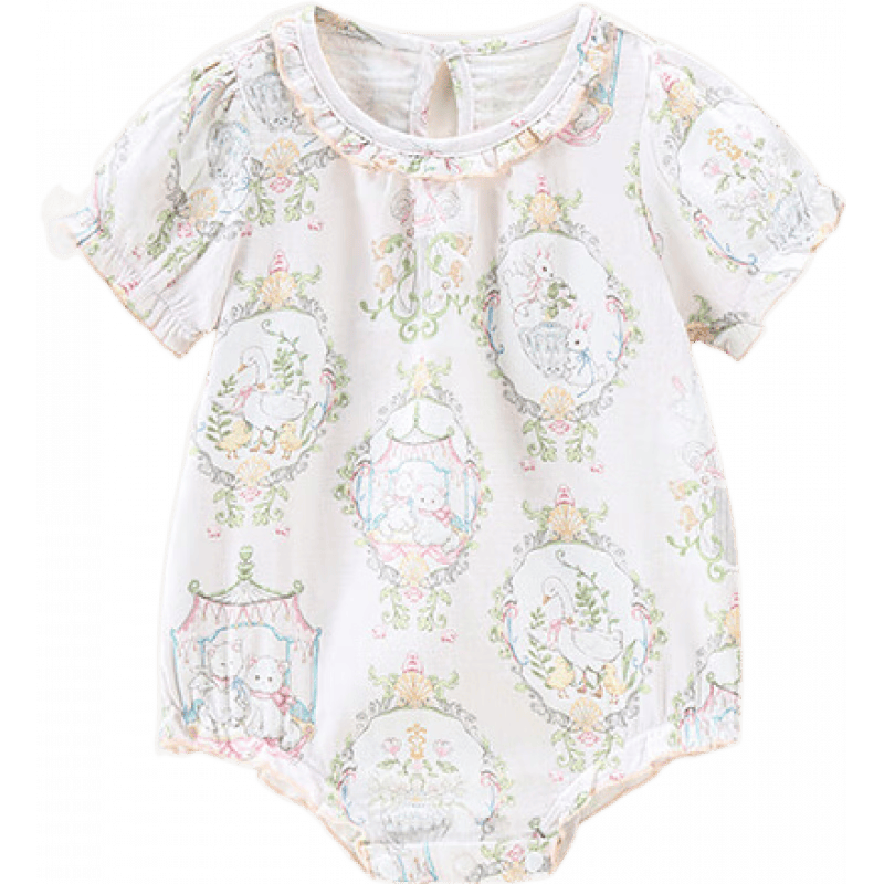 哈尼天空连体衣夏季吸湿透气包屁衣宝宝凉感衣服三角哈衣爬服 洛洛粉 66cm