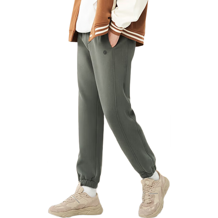 京东京造【羊羔绒】休闲裤男运动长裤冬季加绒保暖裤子 深绿灰2XL