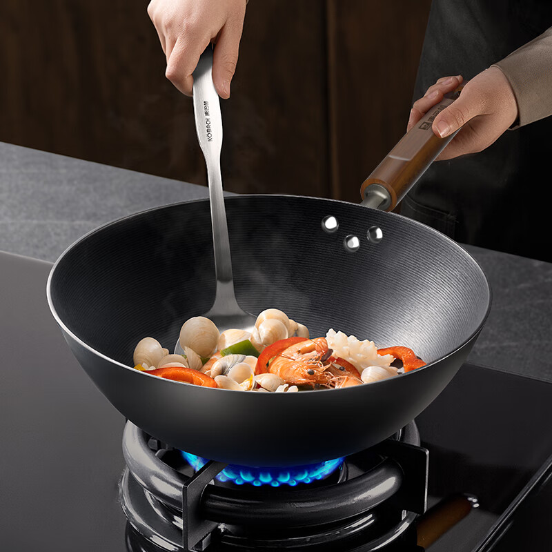 康巴赫牛排煎锅有钛铸铁平底锅加厚防粘无涂层不粘锅燃气灶电磁炉通用 【免开锅系列】 26cm