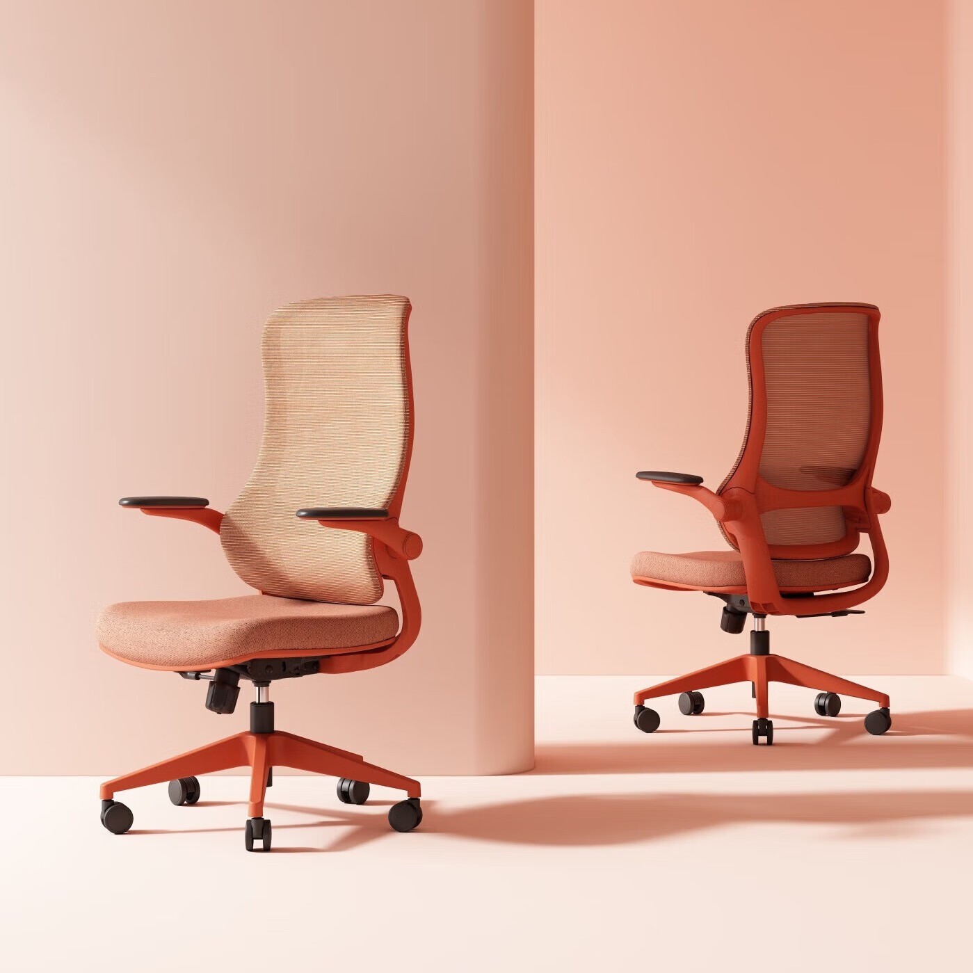 GAVEE精灵系列人体工学椅 可折叠扶手办公椅宿舍书房电脑椅网红款 淡粉色 网布 GAV-精灵系列 120-155度(含) 可旋转可升降扶手