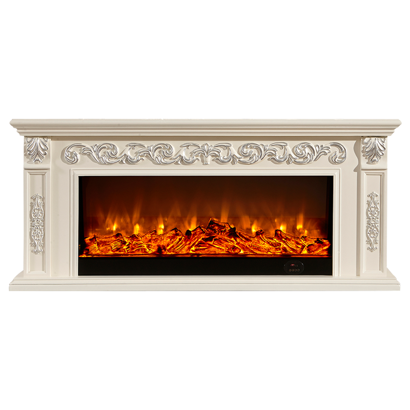 喜之焰工厂 定制1.8米欧式壁炉装饰柜仿真火美式实木壁炉架深色客厅电壁炉电视柜电子壁炉芯 象牙白+装饰炉芯 长1800*厚330*高800mm