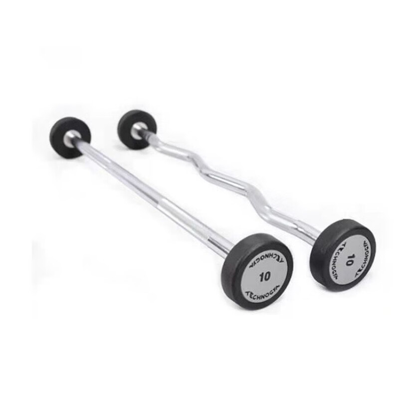 泰諾?。═echnogym）固定杠鈴男士健身家用直桿曲桿杠鈴套裝組合力量舉硬拉器材 泰諾健直桿杠鈴 10KG CPU包膠升級款--