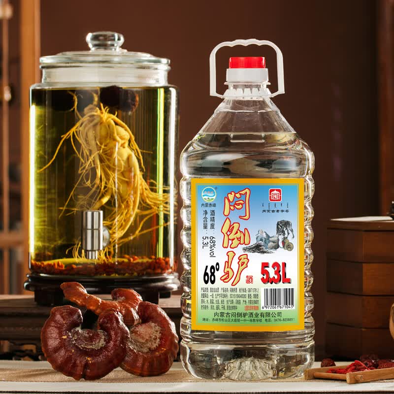 闷倒驴68度桶装 泡药高度白酒草原特色清香型纯粮食5.3L/桶经济大容量装