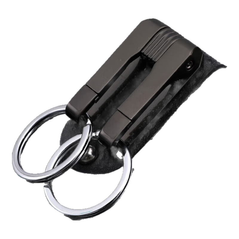 博友(BO YOU)真皮男士腰帶鑰匙扣雙環(huán)男腰掛創(chuàng)意汽車穿皮帶金屬鎖匙扣掛件 B1251-1