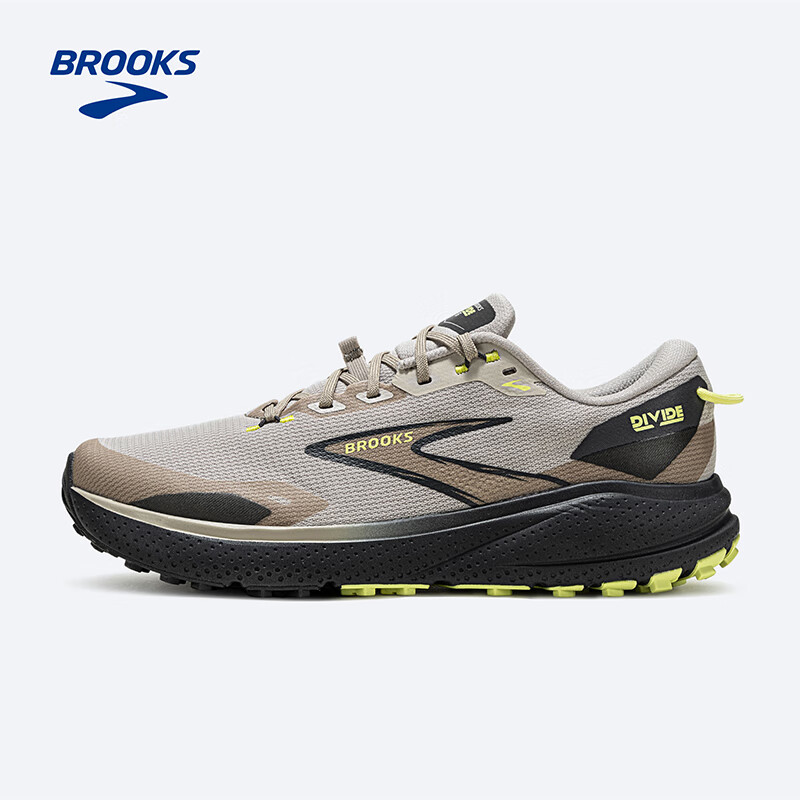 布鲁克斯（BROOKS）Divide 山际 6 越野跑鞋男子徒步户外登山运动鞋 卡其灰/珍珠/柠绿 41
