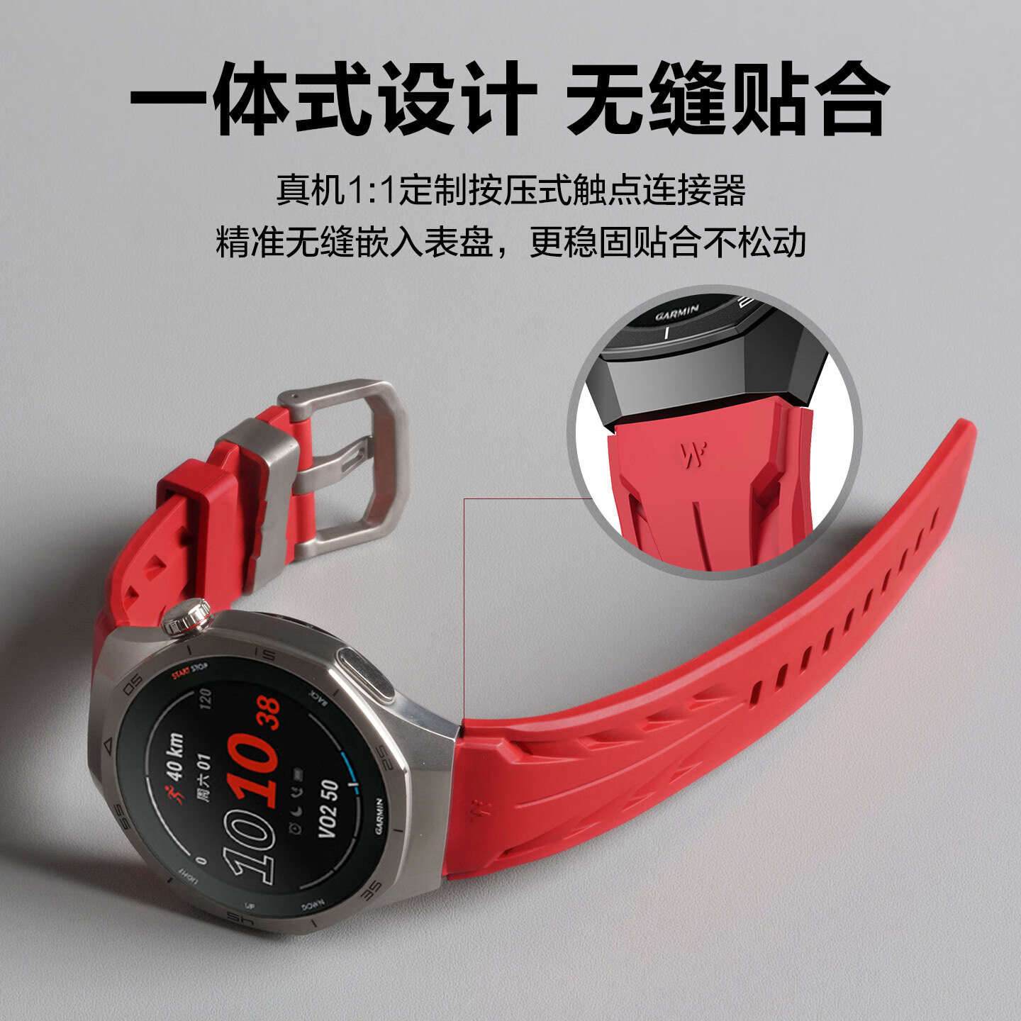 watchbond适用高驰手表COROS PACE4/PACE3表带Apex4/2Pro/Pace Pro/pace4氟橡胶运动腕带智能运动跑步表腕带 FKM氟橡胶-康赛款-钛合金扣-曜石黑 高驰PACE4/3/Apex4/2Pro-22mm