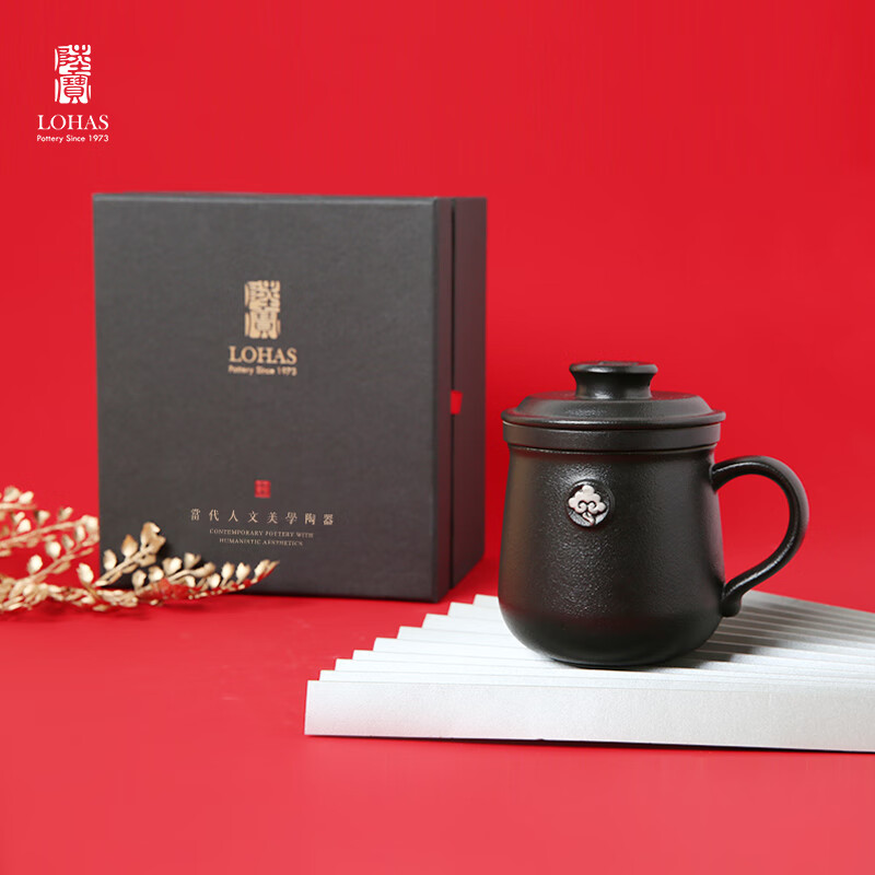 陆宝泡茶杯带过滤马克杯子水杯铂金办公杯可定制礼盒装 云中锦书盖杯