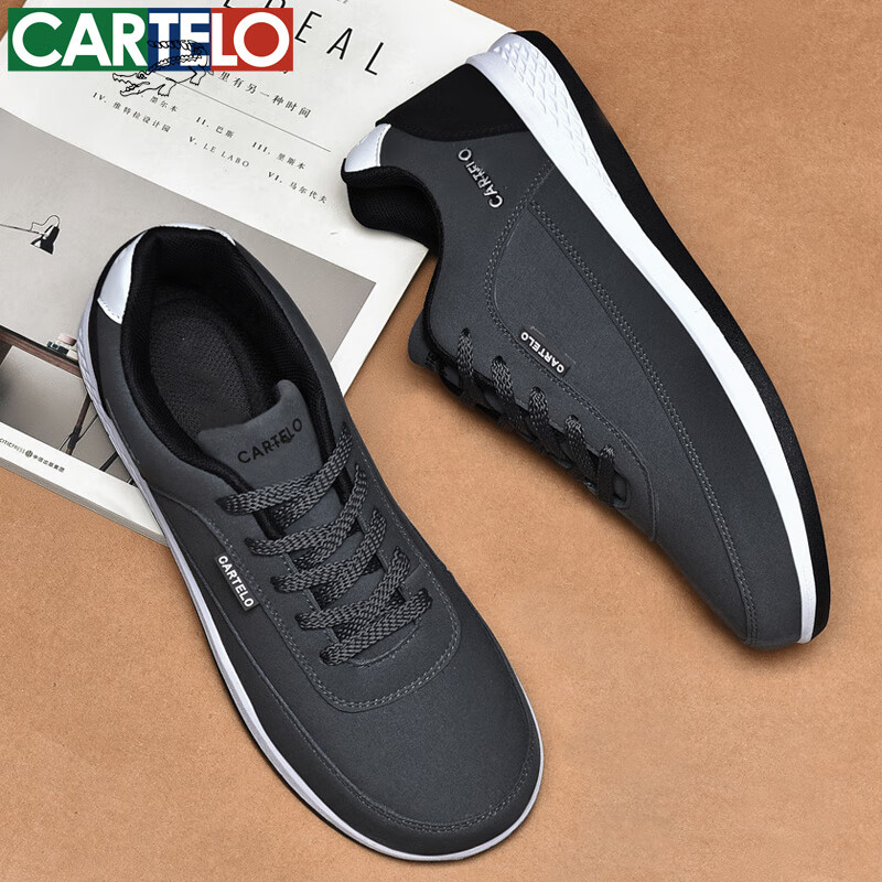 卡帝乐鳄鱼透气男鞋春夏季新款休闲网面鞋男士低帮运动鞋潮流百搭鞋子 灰色[四季款]KDL819 43