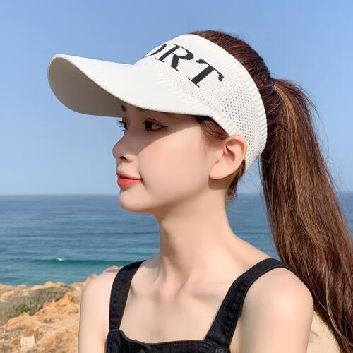 【优选直发】太阳帽夏季户外运动防晒遮阳帽男女空顶休闲棒球鸭舌 白色