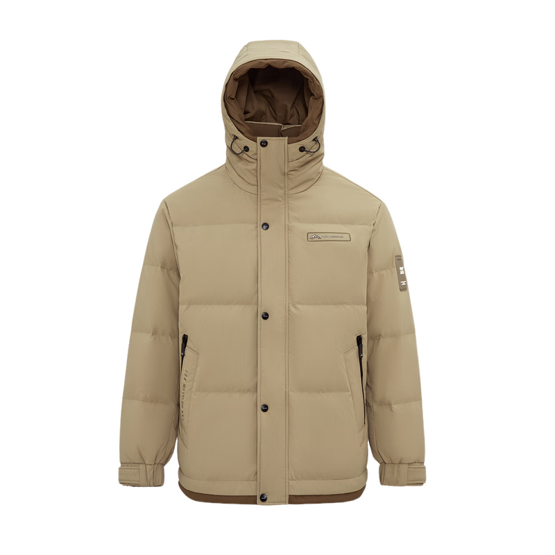 雪中飞服饰五折秋冬新款百搭大口袋休闲通勤简约男士短款羽绒服男 卡其色|7101 M /170/88A