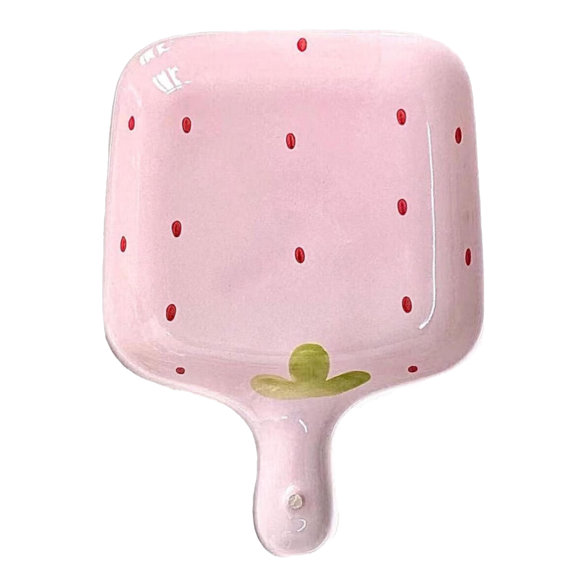 草莓陶瓷碗勺家用高颜值米饭碗少女心甜品碗釉下彩餐具套装 【1个装】浅粉草莓手柄盘