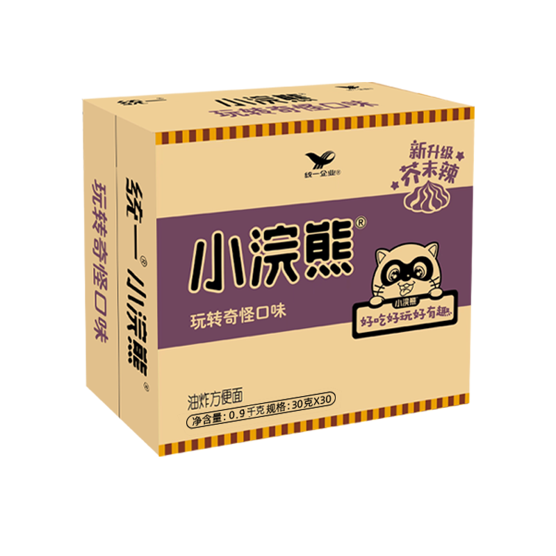 统一 小浣熊 干脆面奇奇怪怪-芥末小海鲜味 30g*30入
