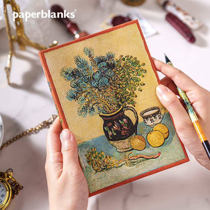 paperblanks佩兰克笔记本本子梵高的静物花卉日记本高颜值送同学同事手账本手帐记事本学生文具生日礼物 【硬壳绑带】大本/空白