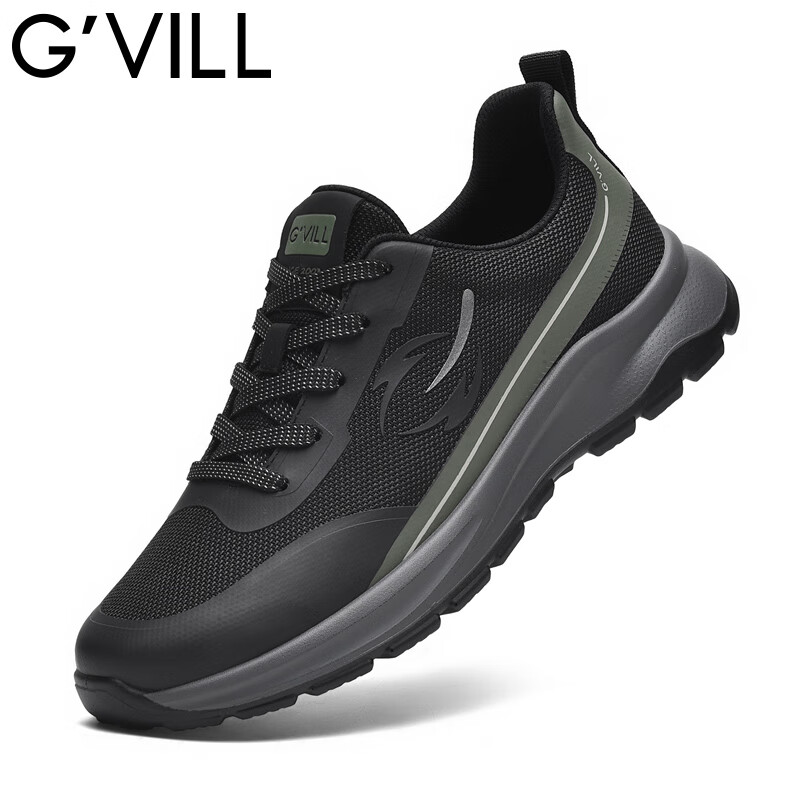 贵之步秋冬季新款软底厚底增高透气休闲鞋男鞋缓震防滑舒适运动鞋 黑色 （G610) 42 （运动鞋码）