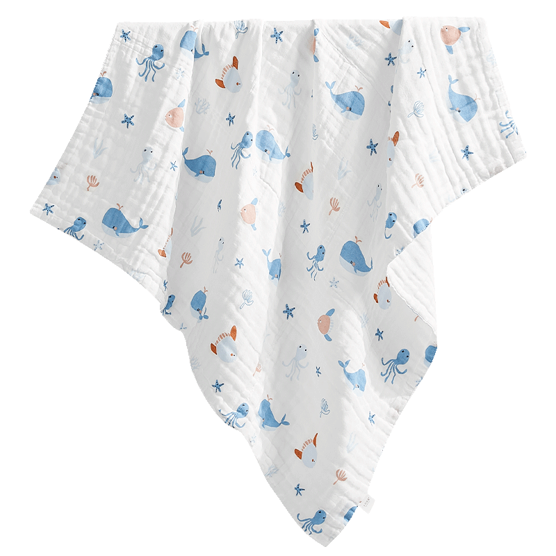 十月结晶婴儿浴巾纯棉纱布初生新生儿全棉超软吸水宝宝儿童大毛巾 【魔幻森林】包边款*2+连帽款*1