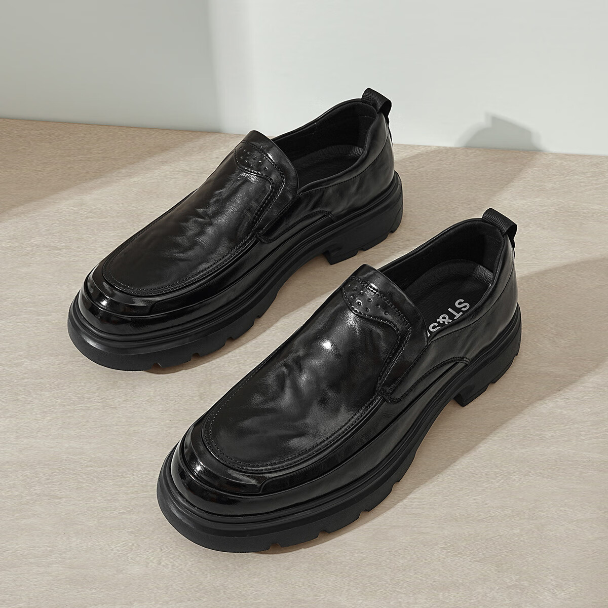 星期六男鞋牛皮时尚百搭商务正装皮鞋男通勤鞋休闲皮鞋豆豆鞋	