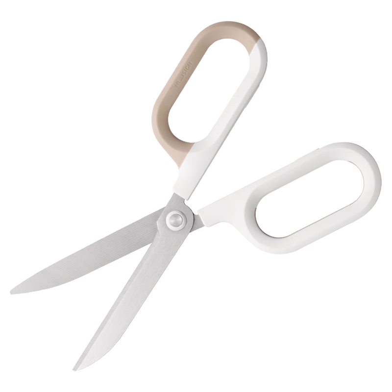 纽赛（NUSIGN）180mm大号弧形不锈钢剪刀省力剪刀 儿童剪刀 剪子 厨房家用剪刀 办公安全剪刀 NS055 白色