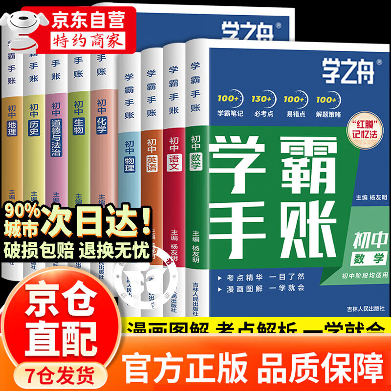 【官方正版-京东配送】学霸手账初中 2025 学霸手账初中张老师学 霸手帐 学霸笔记 一学就会的学霸手账学之舟初中学霸笔记初中提分笔记 语文数学英语物理化学生物政治历史地理小四门必背知识点人教版 【全