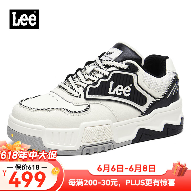 Lee休闲板鞋男2025新款春季男鞋拼色厚底潮流休闲板鞋男 黑白 41 (255mm)