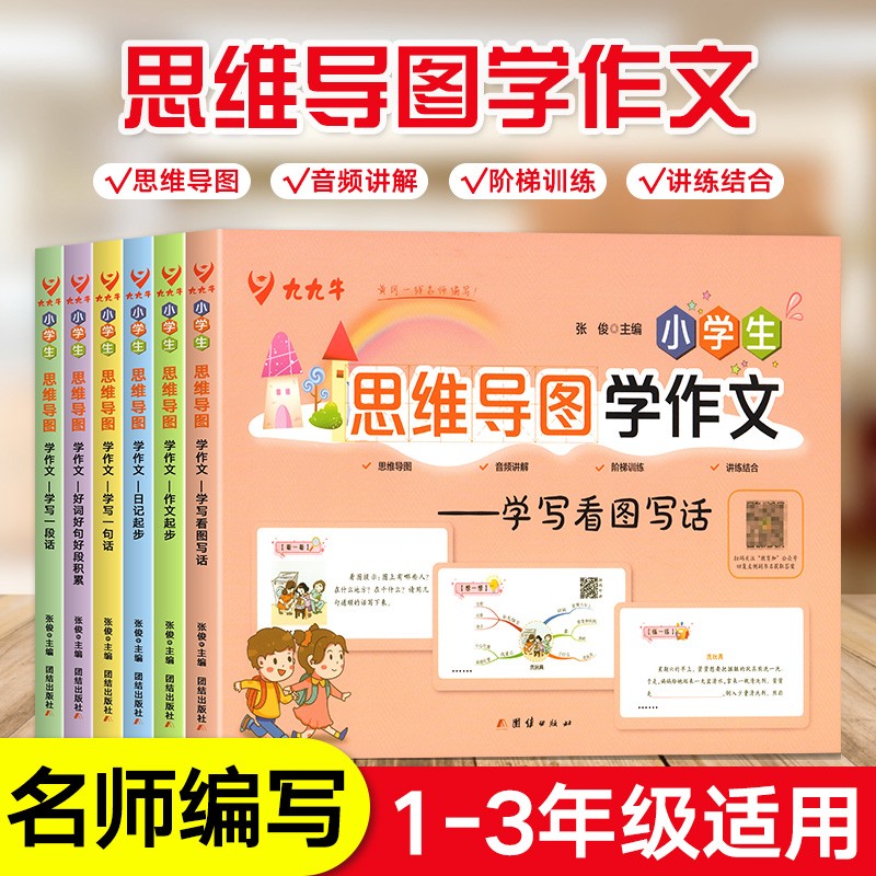 2023年小学生思维导图学作文一二三年级（6册）学写一句话一段话看图写话日记起步作文起步好词好句